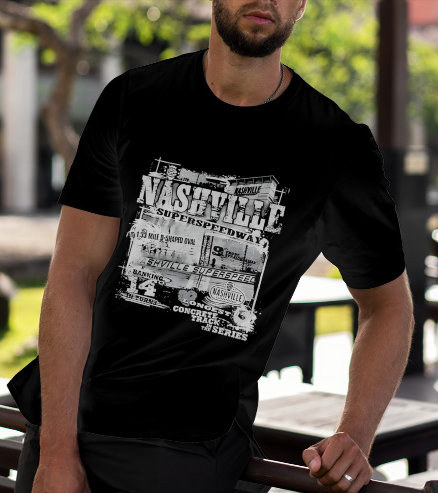 Nashville Superspeedway D Shaped Oval Longest Concrete Track In The Series Racing T-Shirt
