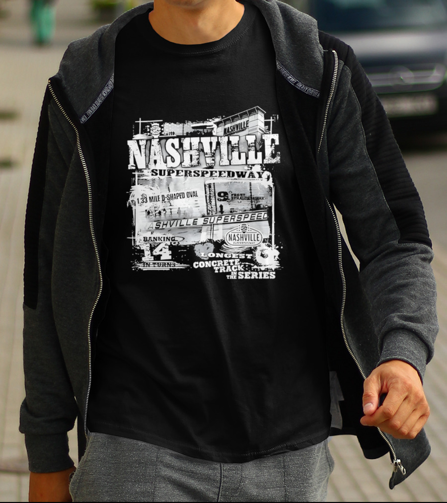 Nashville Superspeedway D Shaped Oval Longest Concrete Track In The Series Racing T-Shirt