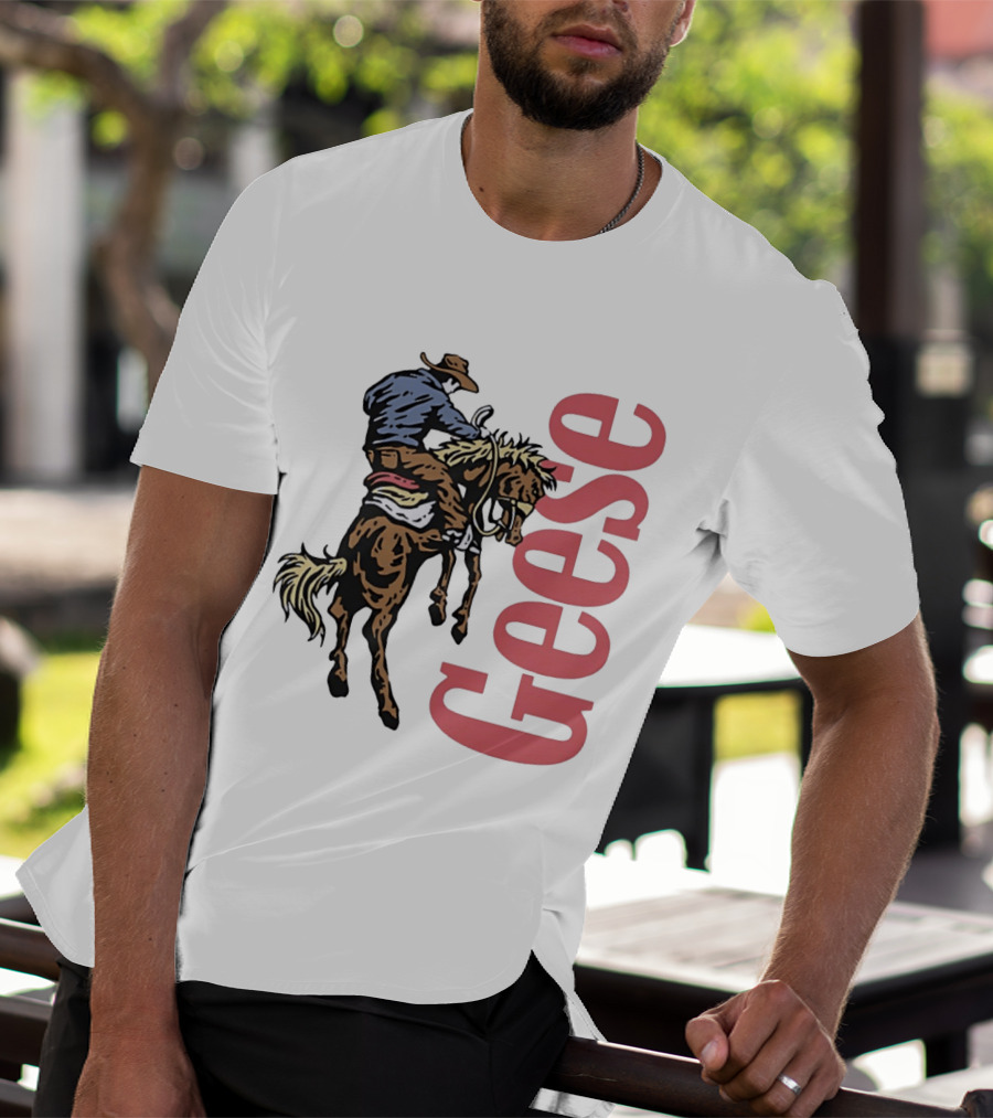 Geese Cowboy Riding Cartoon Adventure T-Shirt