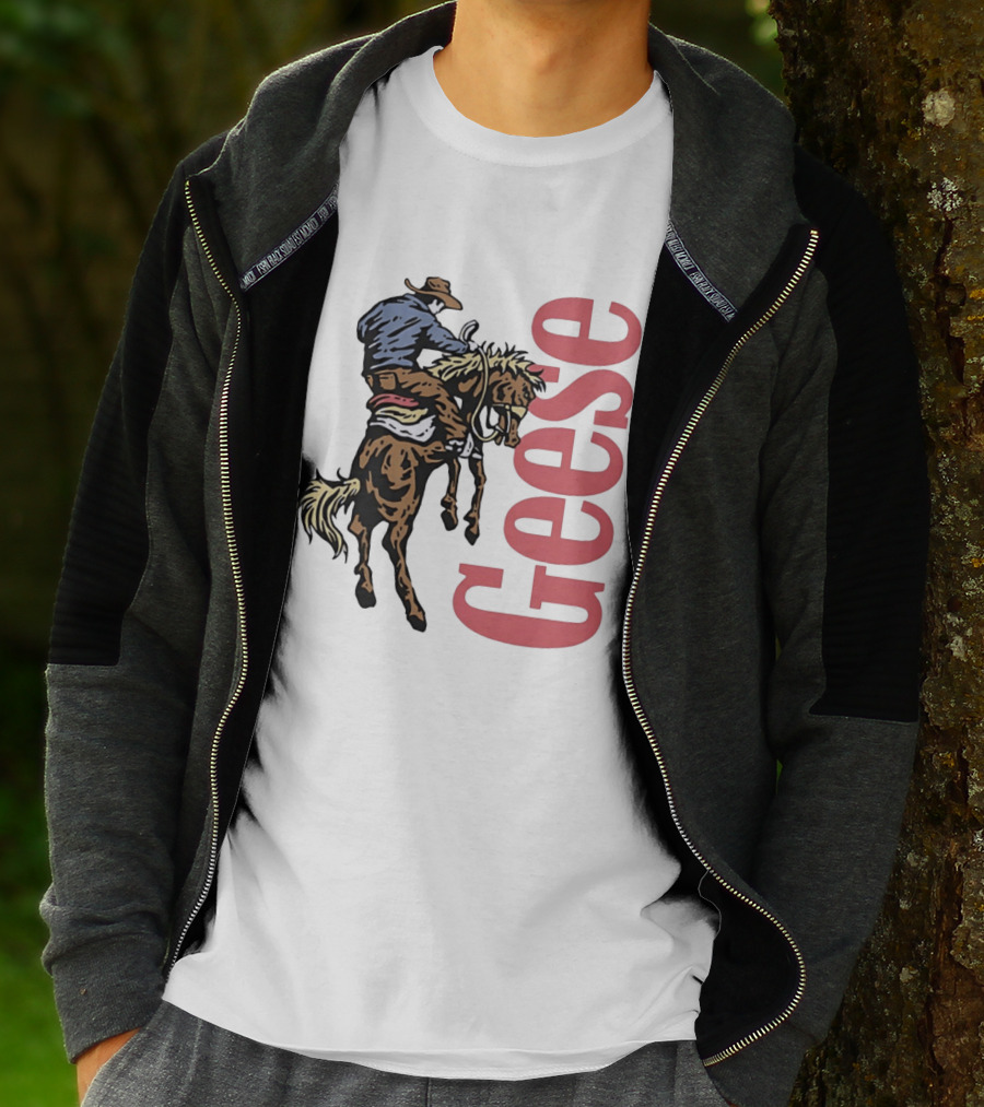 Geese Cowboy Riding Cartoon Adventure T-Shirt