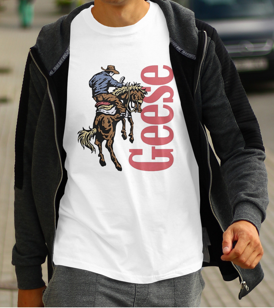 Geese Cowboy Riding Cartoon Adventure T-Shirt