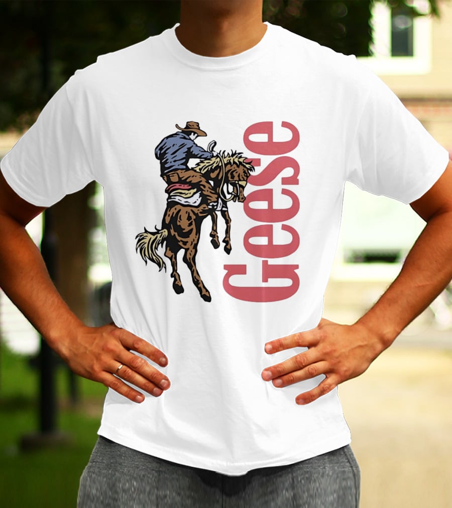 Geese Cowboy Riding Cartoon Adventure T-Shirt