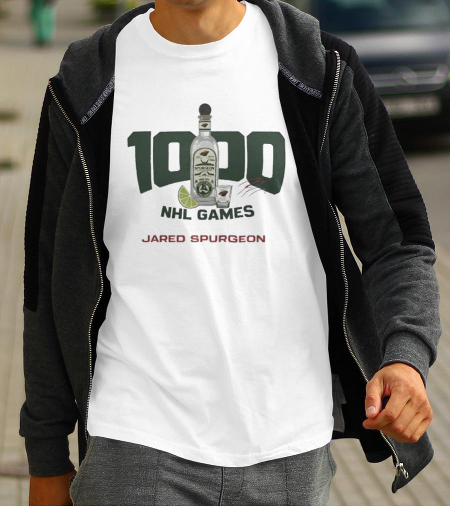 Jared Spurgeon 1000 NHL Games Celebration With Lime And Shot Glass T-Shirt
