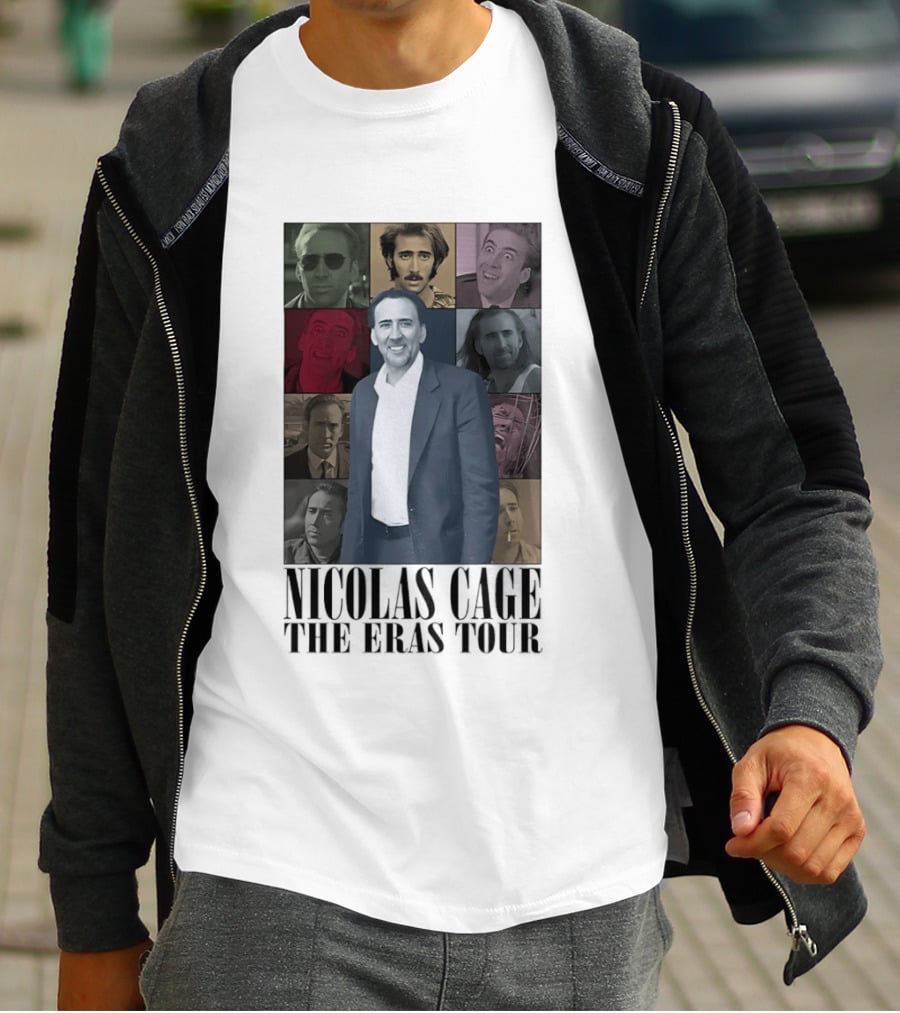 Nicolas Cage The Eras Tour Multicolor Collage T-Shirt
