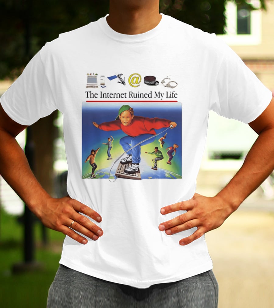 The Internet Ruined My Life 90s Kids On Keyboard Skateboard Adventure T-Shirt