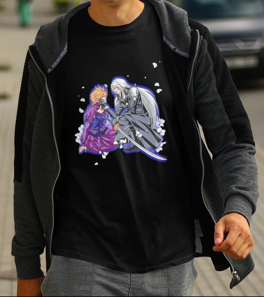 Aerith And Sephiroth Enemy Love Final Fantasy Iconic Characters In Romantic Conflict T-Shirt