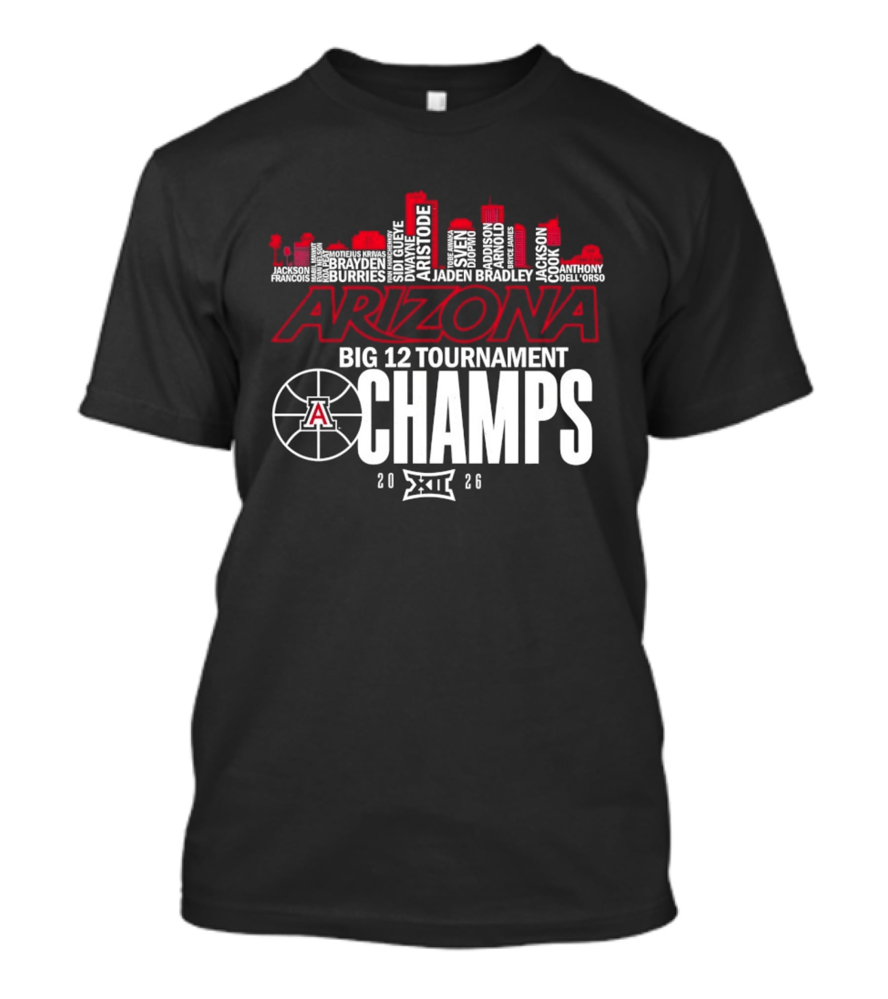 Arizona Wildcats Skyline City Big 12 Tournament Champs 2026 Basketball A T-Shirt