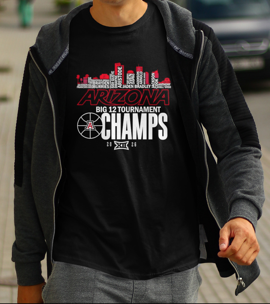 Arizona Wildcats Skyline City Big 12 Tournament Champs 2026 Basketball A T-Shirt