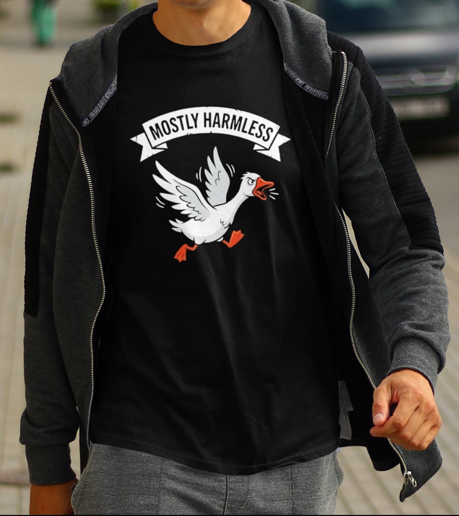 Goose Running And Screaming Mostly Harmless Funny Meme T-Shirt