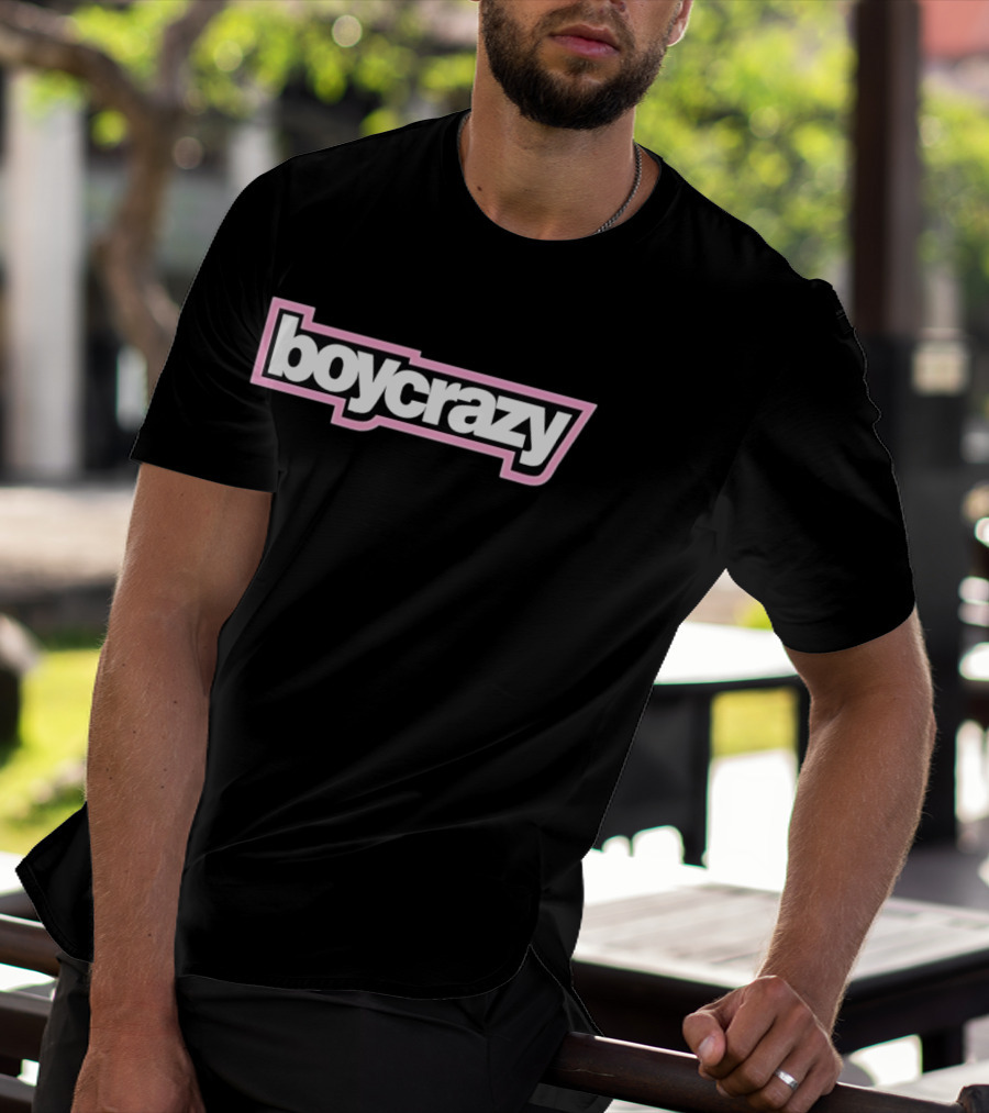 Boycrazy Pink And Black Bold Font T-Shirt
