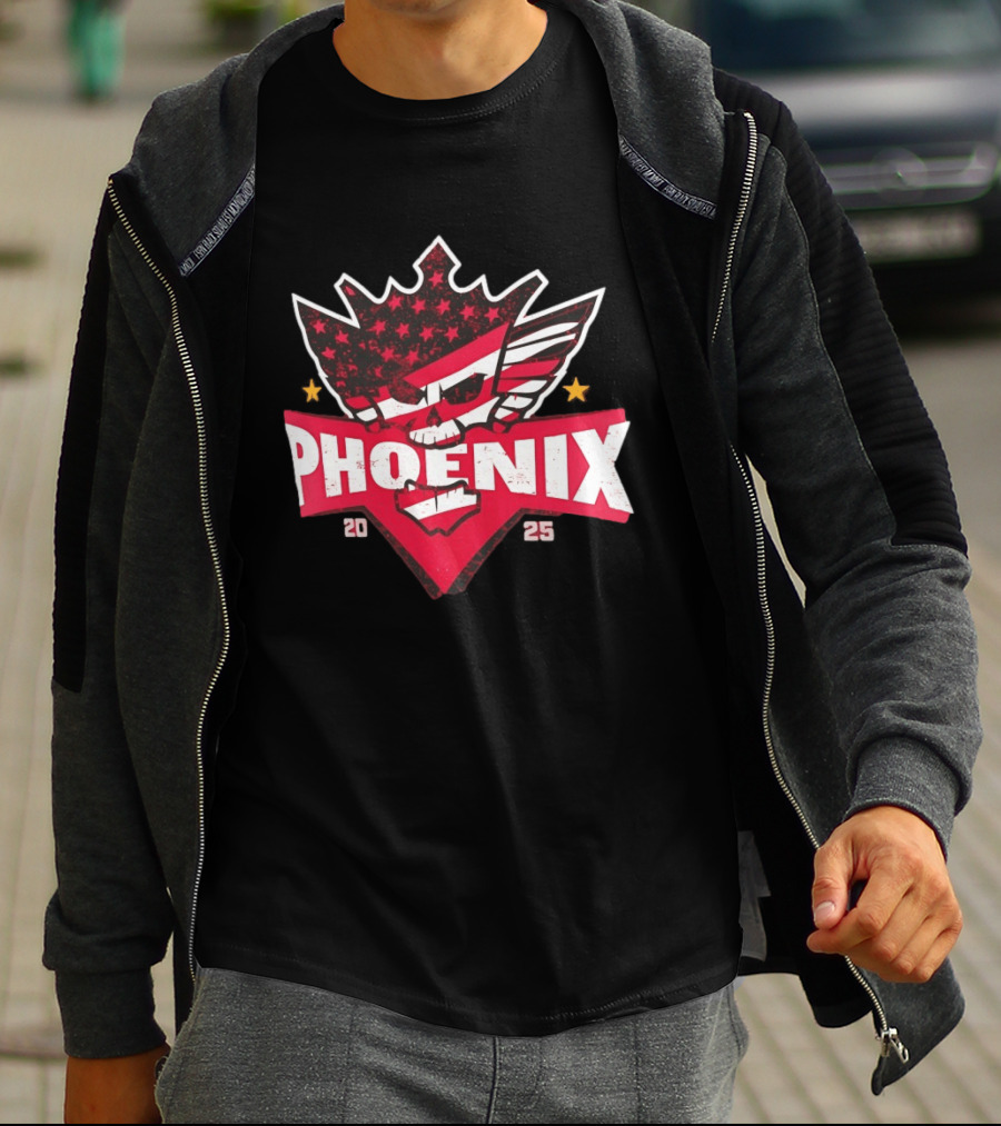 Cody Rhodes Phoenix Nightmare 2025 WWE Star Stripes Skull T-Shirt