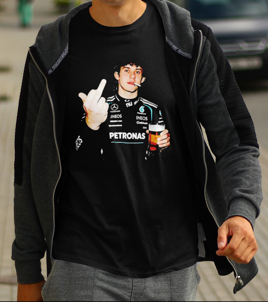 Kimi Antonelli F1 Petronas Mercedes Smoking Beer Middle Finger T-Shirt