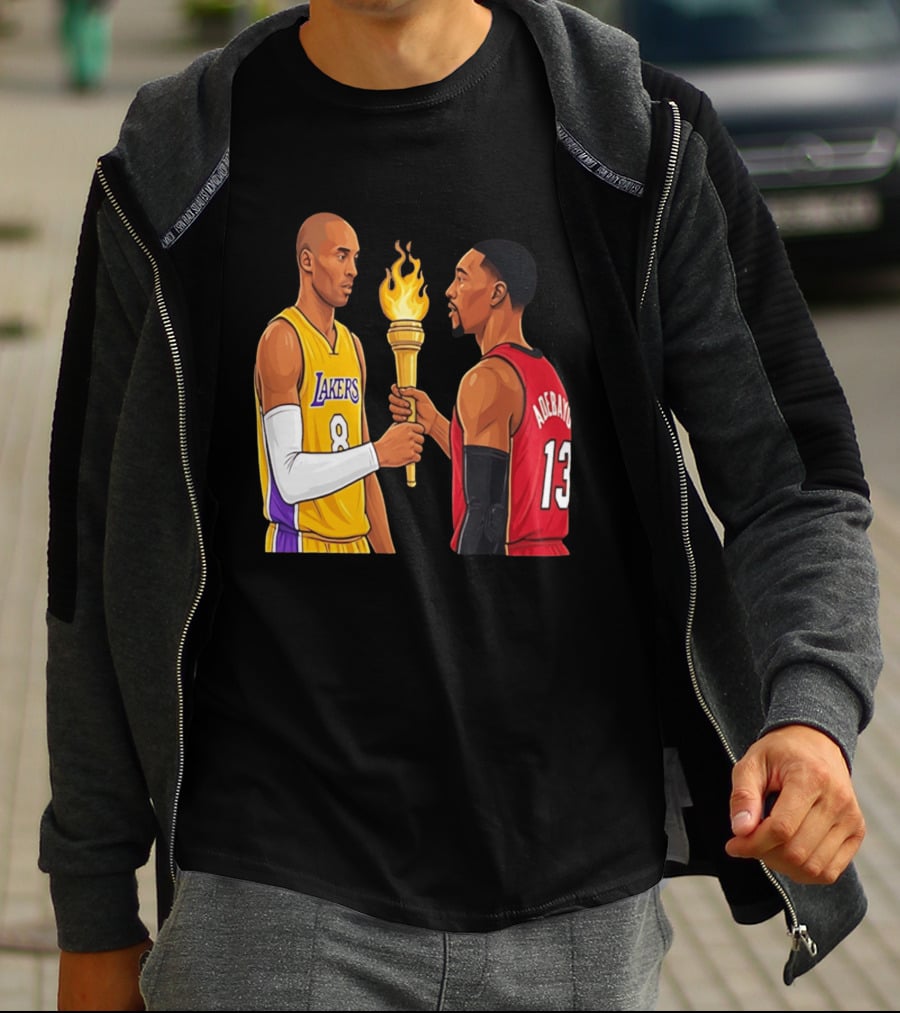 Kobe Lakers Number 8 Passing Torch To Adebayo Number 13 Basketball Moment T-Shirt