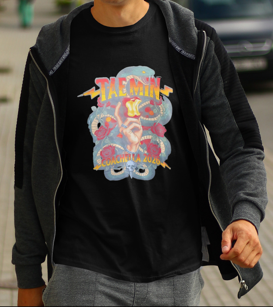 TAEMIN Snake Coachella 2026 Red Rose Lightning Skull T-Shirt