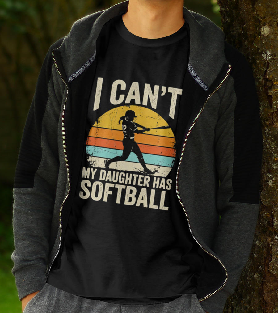 Softball Player 12 I Can't My Daughter Has Softball Sunset T-Shirt