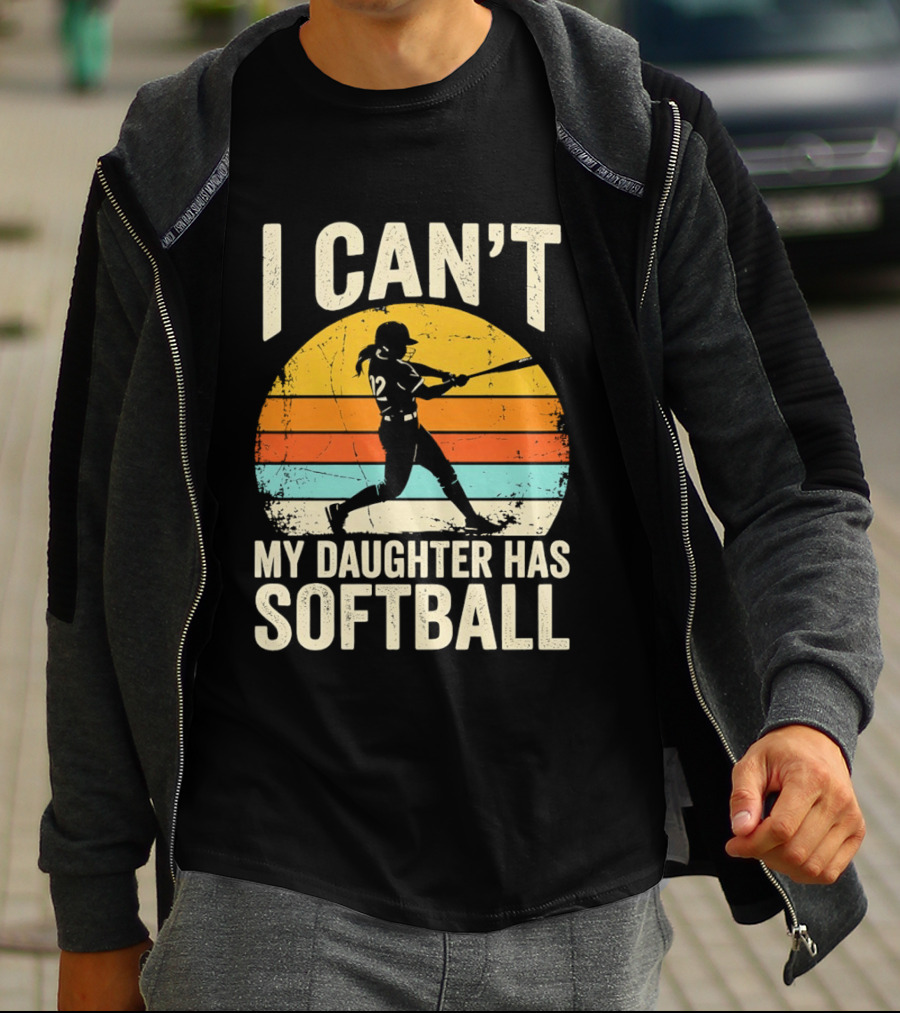 Softball Player 12 I Can't My Daughter Has Softball Sunset T-Shirt