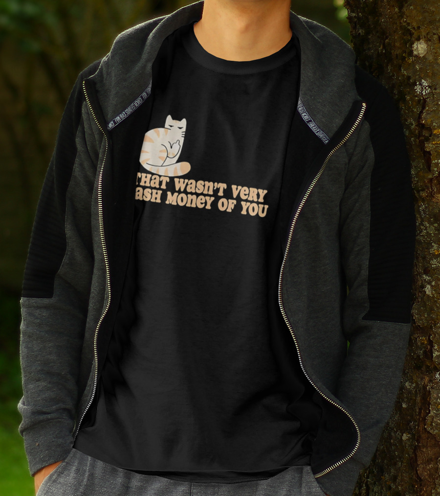 Tabby Cat Middle Finger That Wasn't Very Cash Money Of You T-Shirt