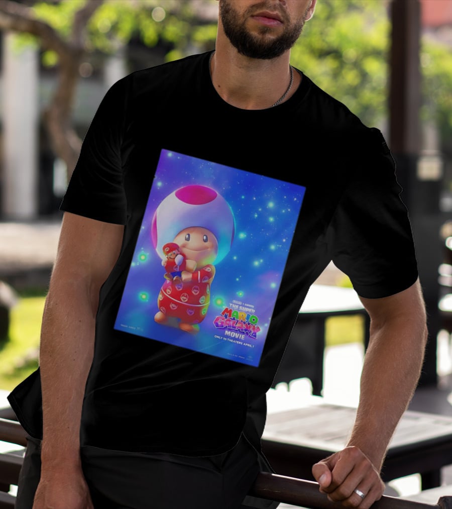 The Super Mario Galaxy Movie Toad Hugging Mario Pajamas Only In Theaters April 1 T-Shirt