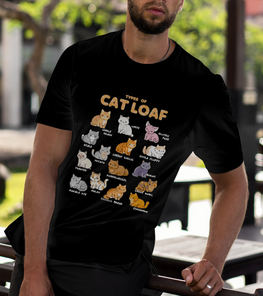 Types Of Cat Loaf Illustrated Cute Feline Varieties T-Shirt