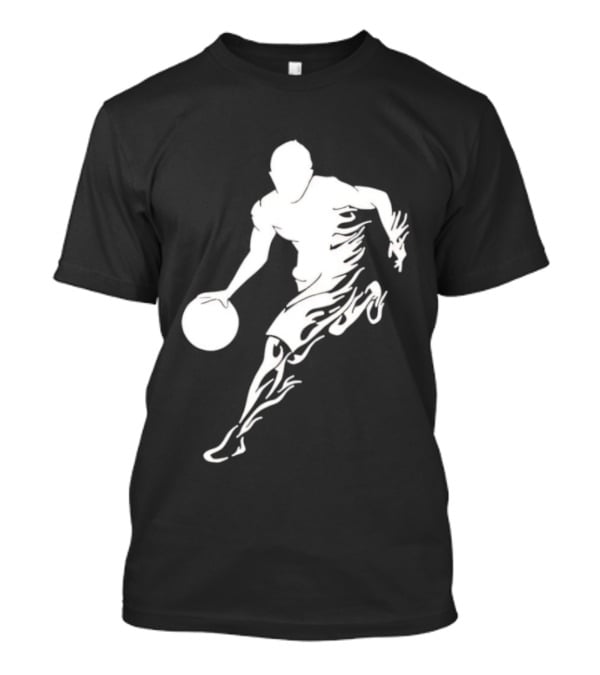 Basketball Player Dribbling With White Flame Motion T-Shirt