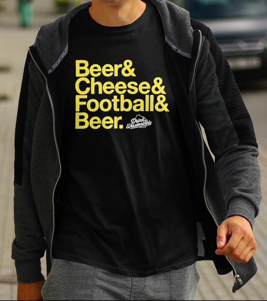 Beer Cheese Football Beer Drink Wisconsibly Packers Fans Game Day T-Shirt