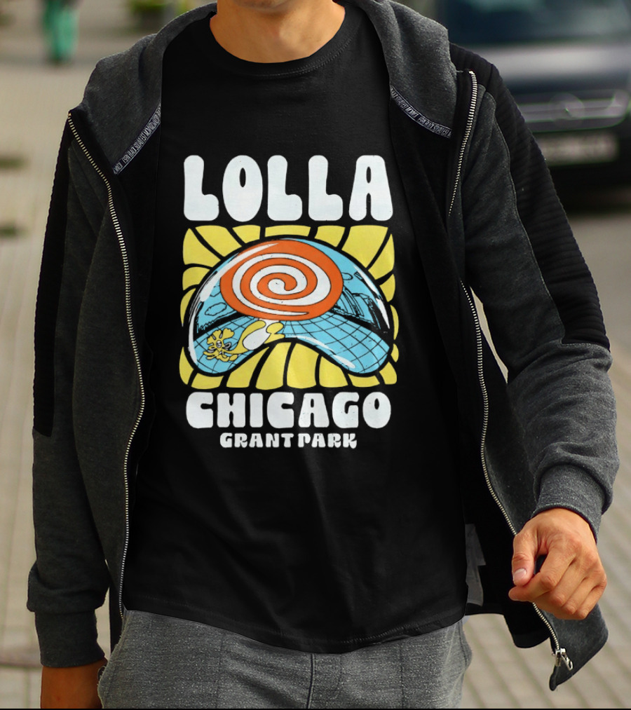 Lolla Chicago Grant Park Swirl Hat Summer Sunburst T-Shirt