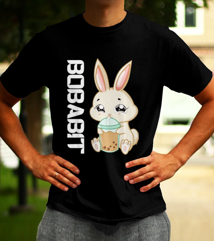 Bobabbit Cute Bunny Drinking Boba Tea T-Shirt