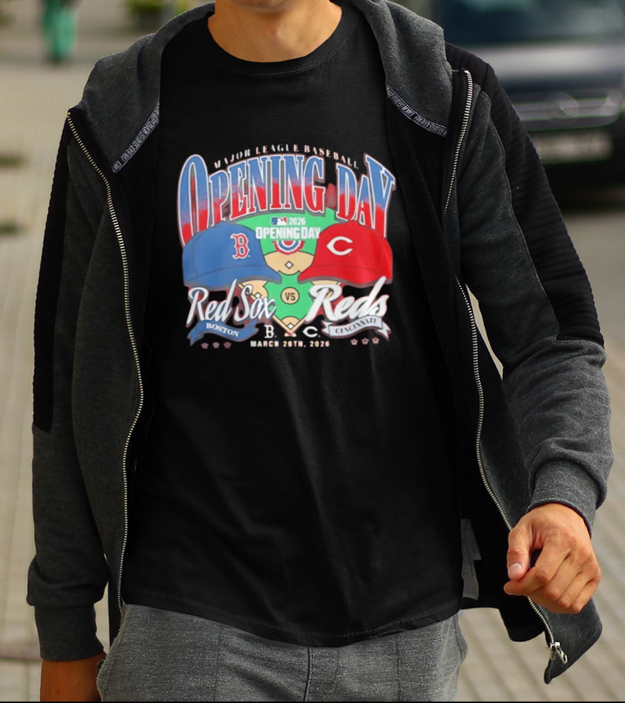 2026 Major League Baseball Opening Day Boston Red Sox Vs Cincinnati Reds March 30th T-Shirt