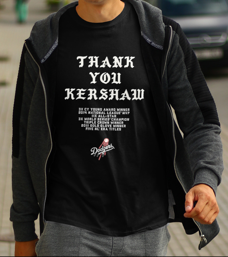 Thank You Kershaw Los Angeles Dodgers 3X Cy Young Winner MVP 9X All Star 3X World Series Champion T-Shirt