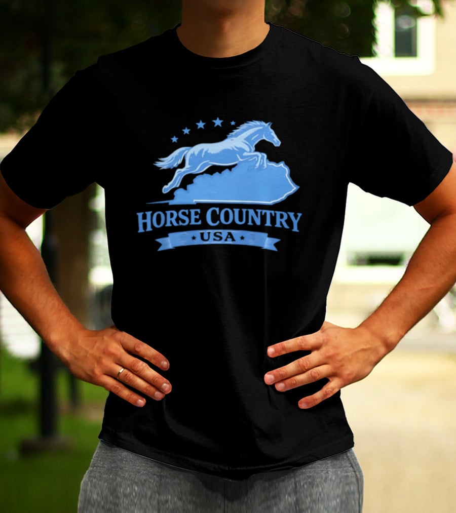Horse Country USA Blue Horse Kentucky Stars T-Shirt