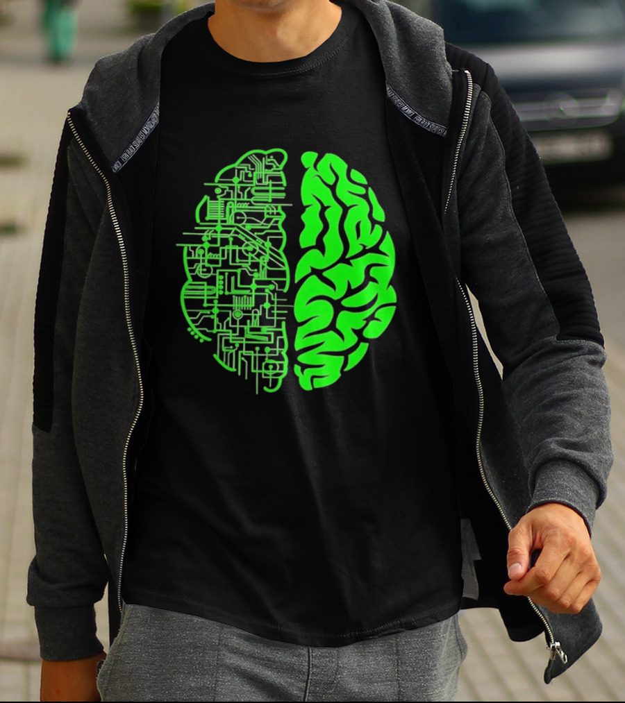 Mind Vs Machine Circuitry Brain Dual Personality T-Shirt