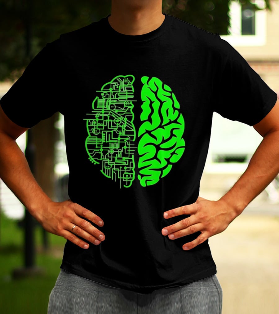 Mind Vs Machine Circuitry Brain Dual Personality T-Shirt