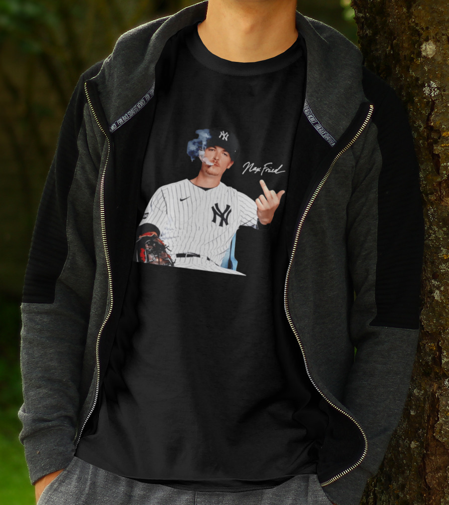 Max Fried New York Yankees Middle Finger Gesture Smoking 2026 T-Shirt