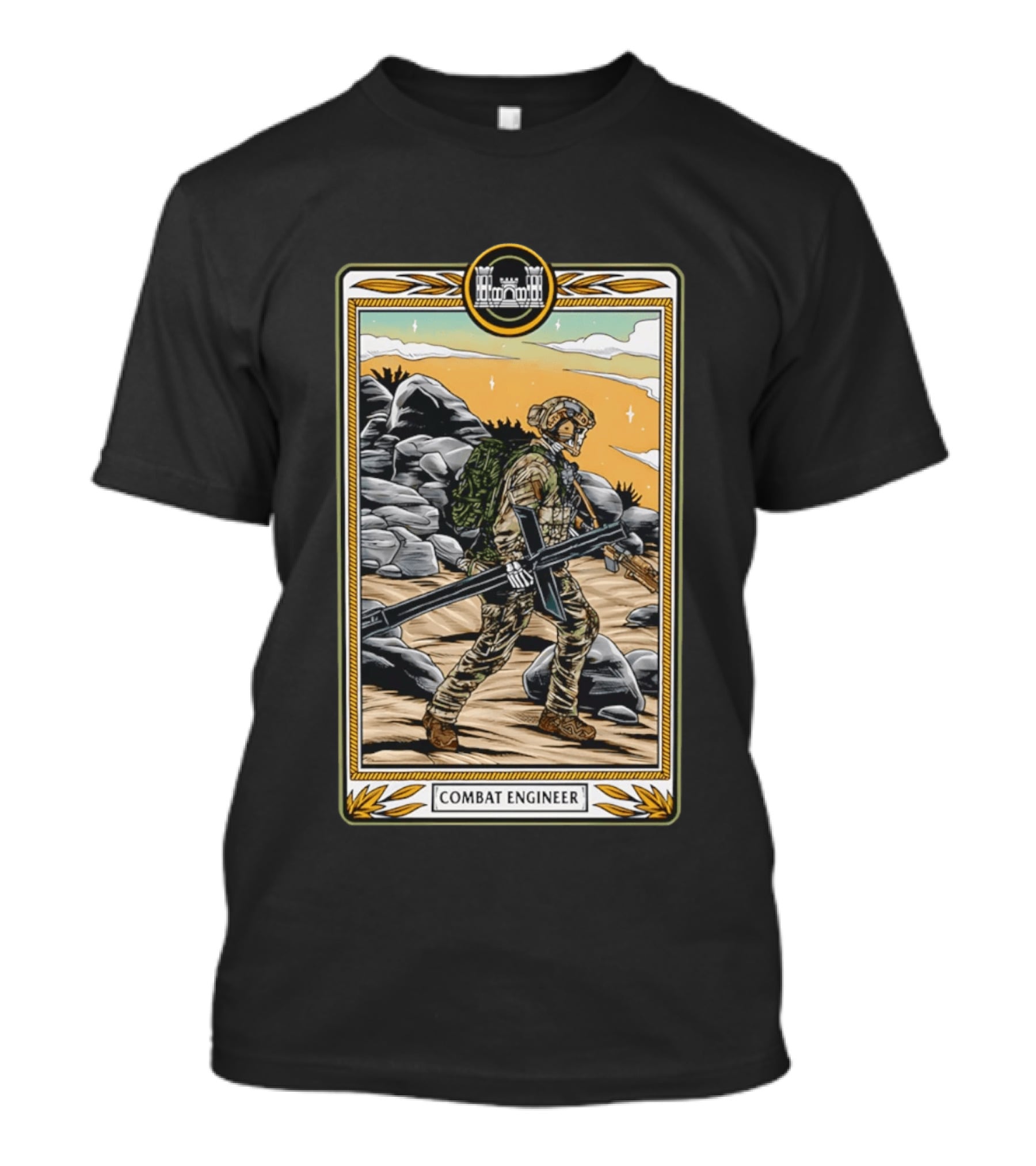 Combat Engineer Tactical Card Soldier With Gear T-Shirt