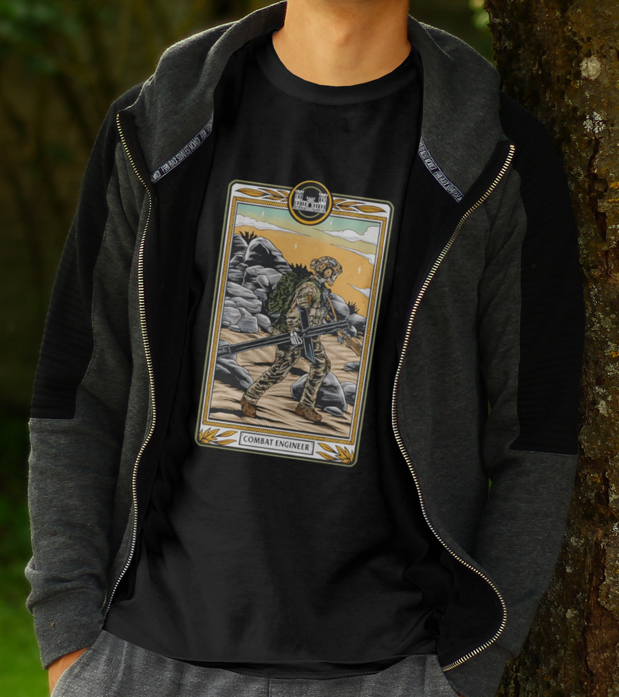 Combat Engineer Tactical Card Soldier With Gear T-Shirt