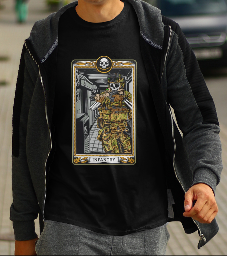 Infantry Skeleton Tactical Soldier Card T-Shirt