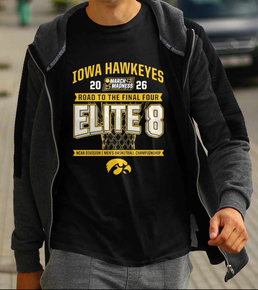 Iowa Hawkeyes 2026 March Madness Road To Final Four Elite 8 NCAA Men's Basketball Championship T-Shirt