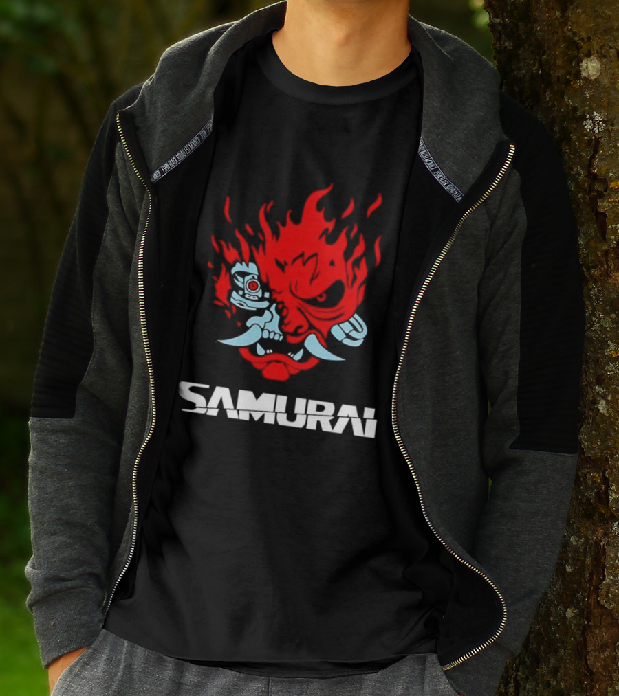 Samurai Japanese Oni Demon Mask Flame T-Shirt