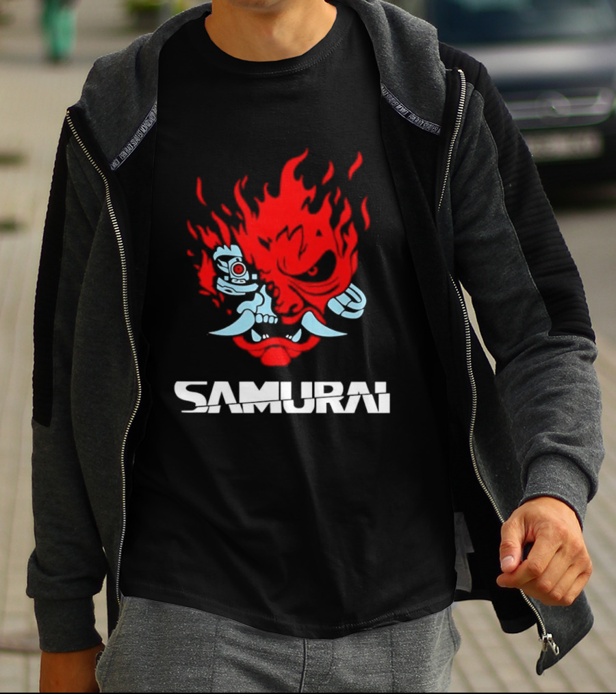 Samurai Japanese Oni Demon Mask Flame T-Shirt