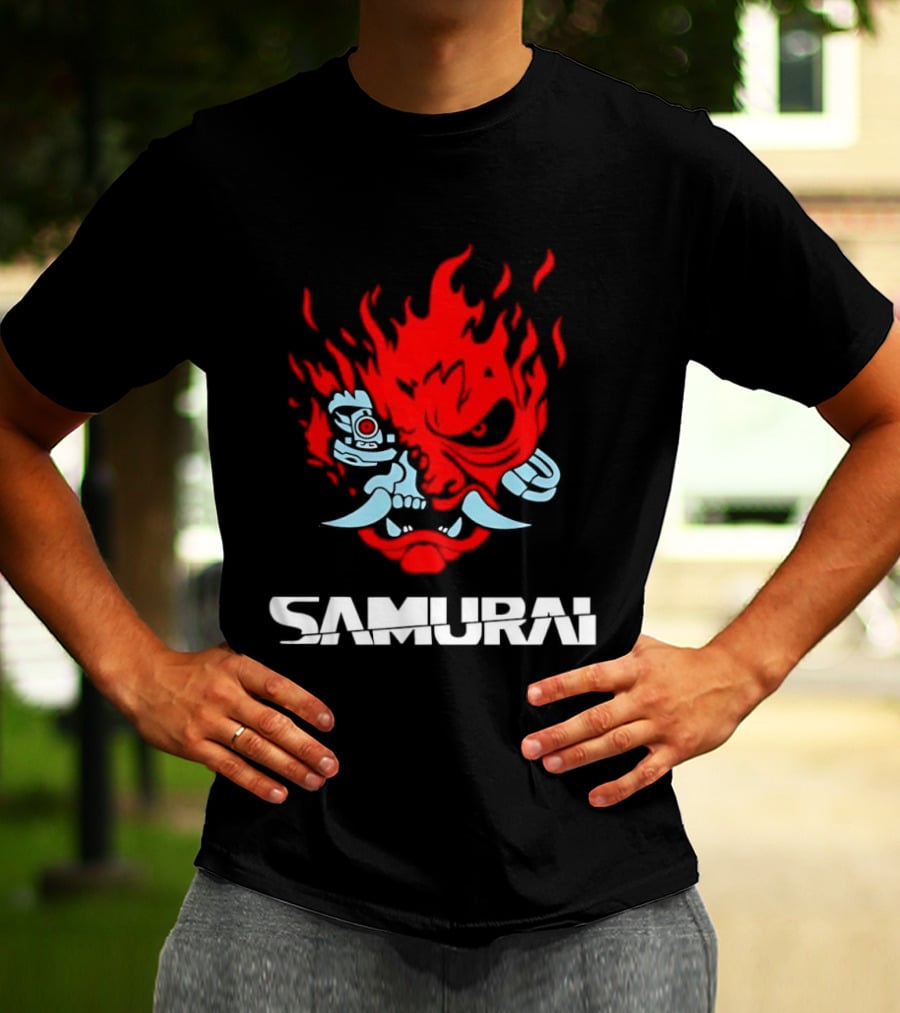 Samurai Japanese Oni Demon Mask Flame T-Shirt