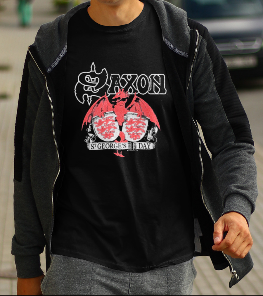 Saxon St George's Day Red Dragon Three Lions Crest T-Shirt