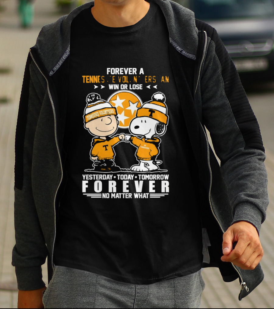 Tennessee Volunteers Snoopy And Charlie Brown Forever Win Or Lose Yesterday Today Tomorrow No Matter What T-Shirt