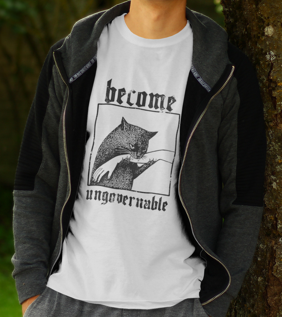 Become Ungovernable Black Cat Bit Hand T-Shirt