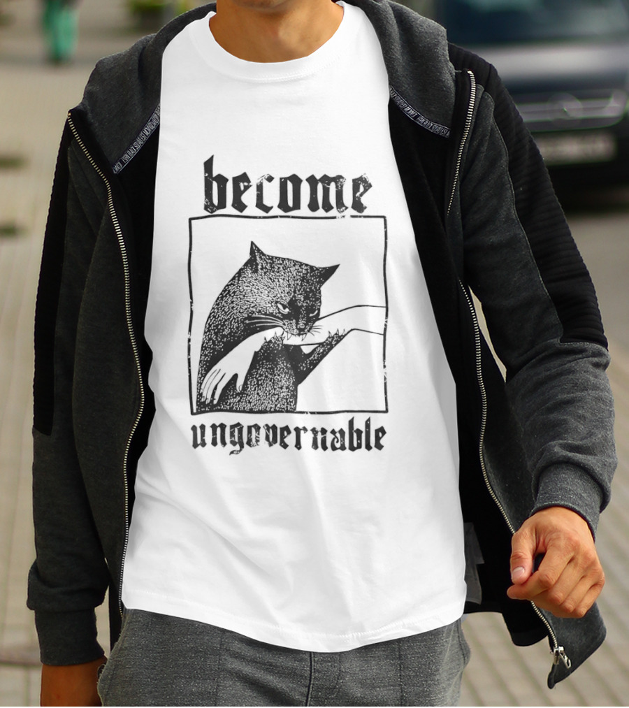 Become Ungovernable Black Cat Bit Hand T-Shirt