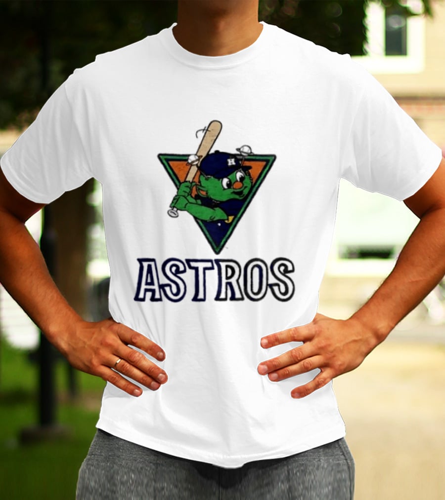 Astros Orbit Baseball Character Triangular Backdrop Homage T-Shirt