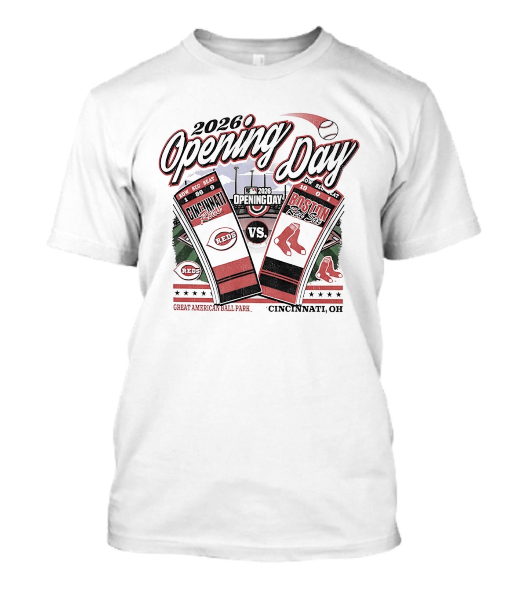 Cincinnati Reds Vs Boston Red Sox 2026 Opening Day MLB Ticket Cincinnati OH T-Shirt