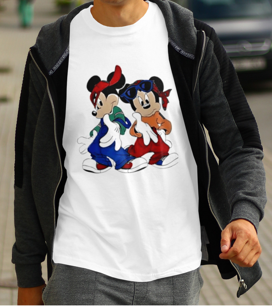 Mickey Minnie Mouse Hip Hop Style Outfits Vintage Look T-Shirt