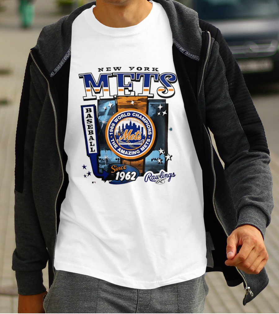 New York Mets 1969 World Champions Amazing Since 1962 Rawlings Baseball T-Shirt