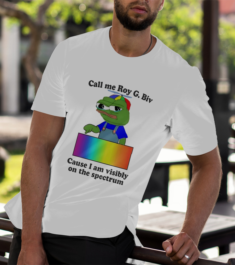 Pepe The Frog Call Me Roy G. Biv Cause I Am Visibly On The Spectrum Rainbow Visual T-Shirt