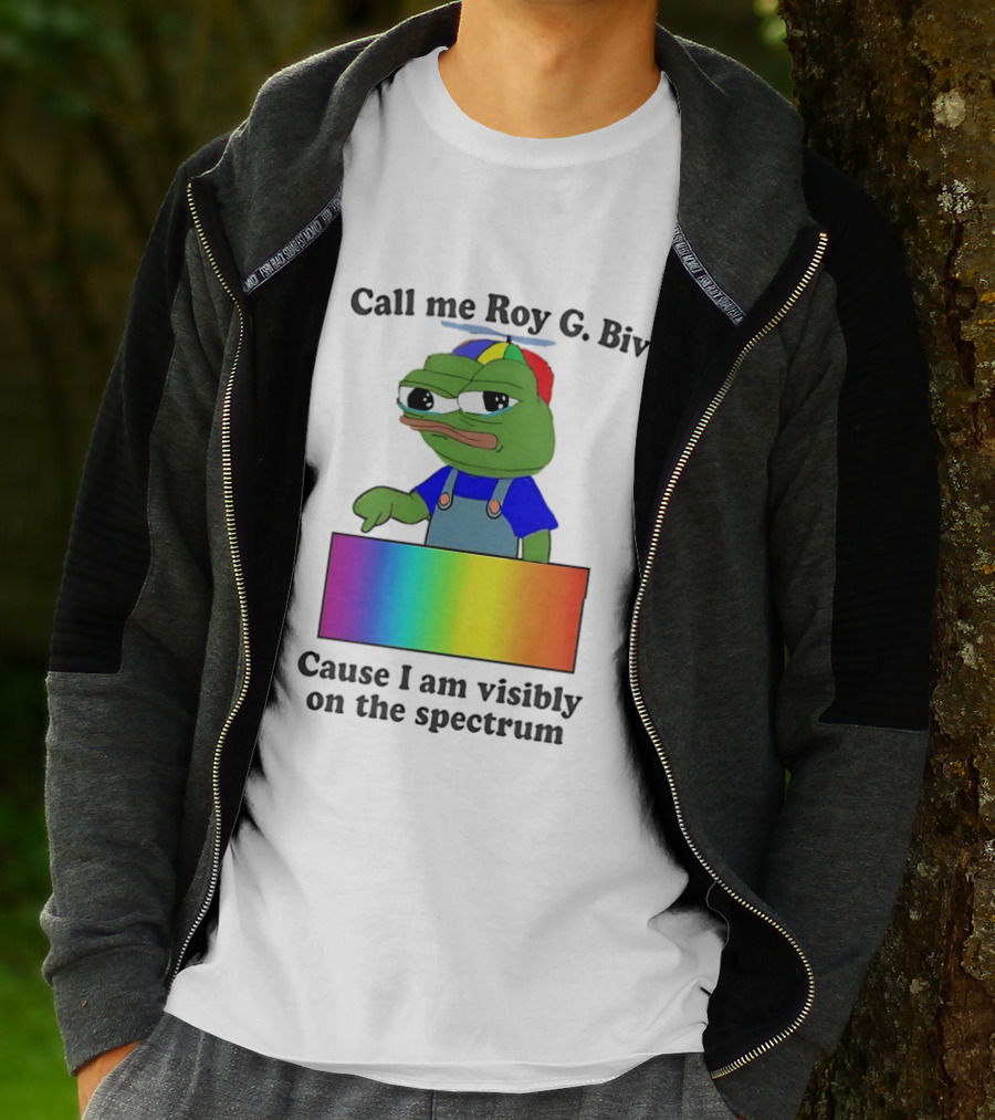 Pepe The Frog Call Me Roy G. Biv Cause I Am Visibly On The Spectrum Rainbow Visual T-Shirt